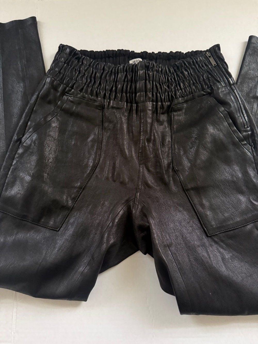 Jason Wu 100% Genuine Leather Black High Rise Pants Size 12 Zipper Ankle